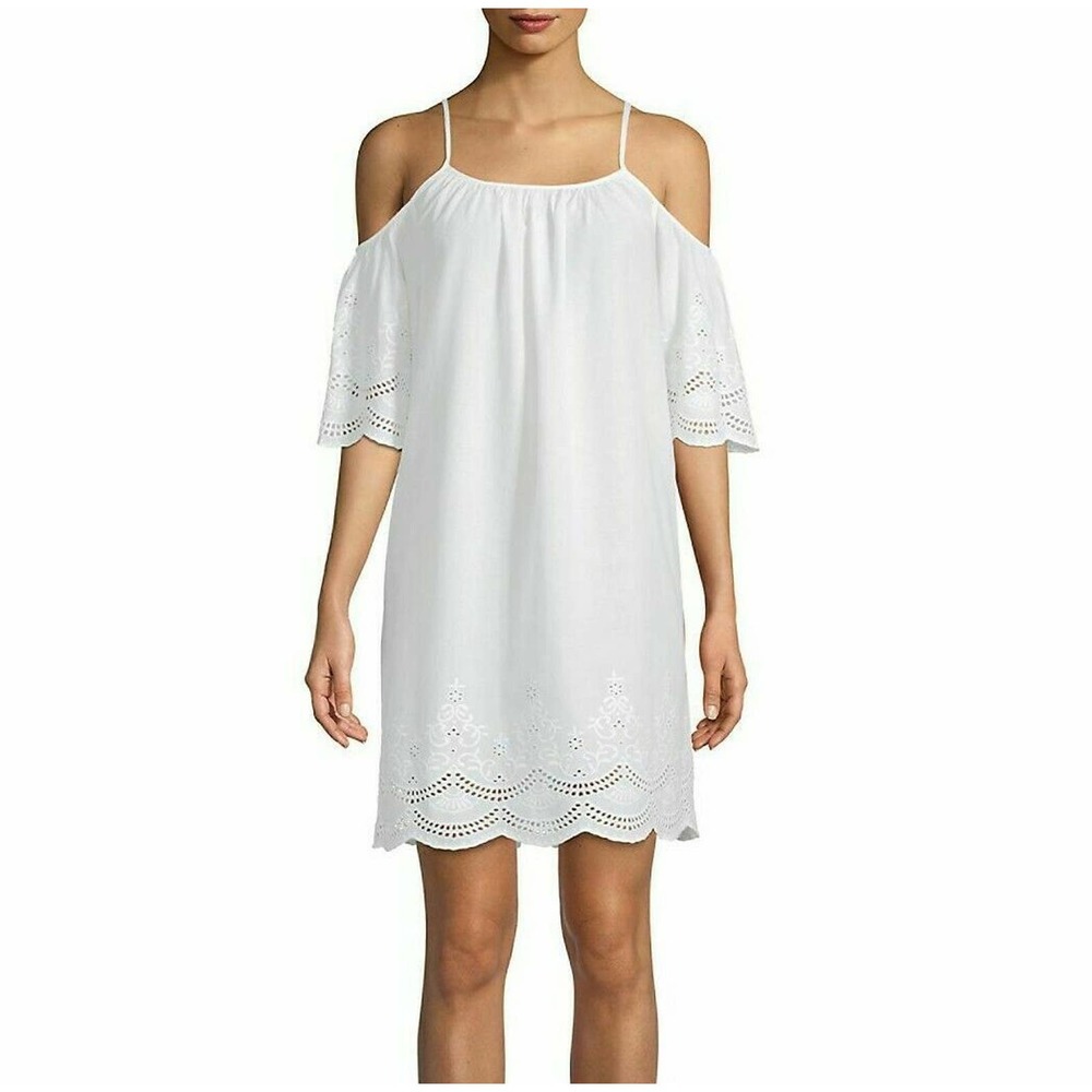 SAKS FIFTH AVENUE White Cold Shoulder Dress LARGE